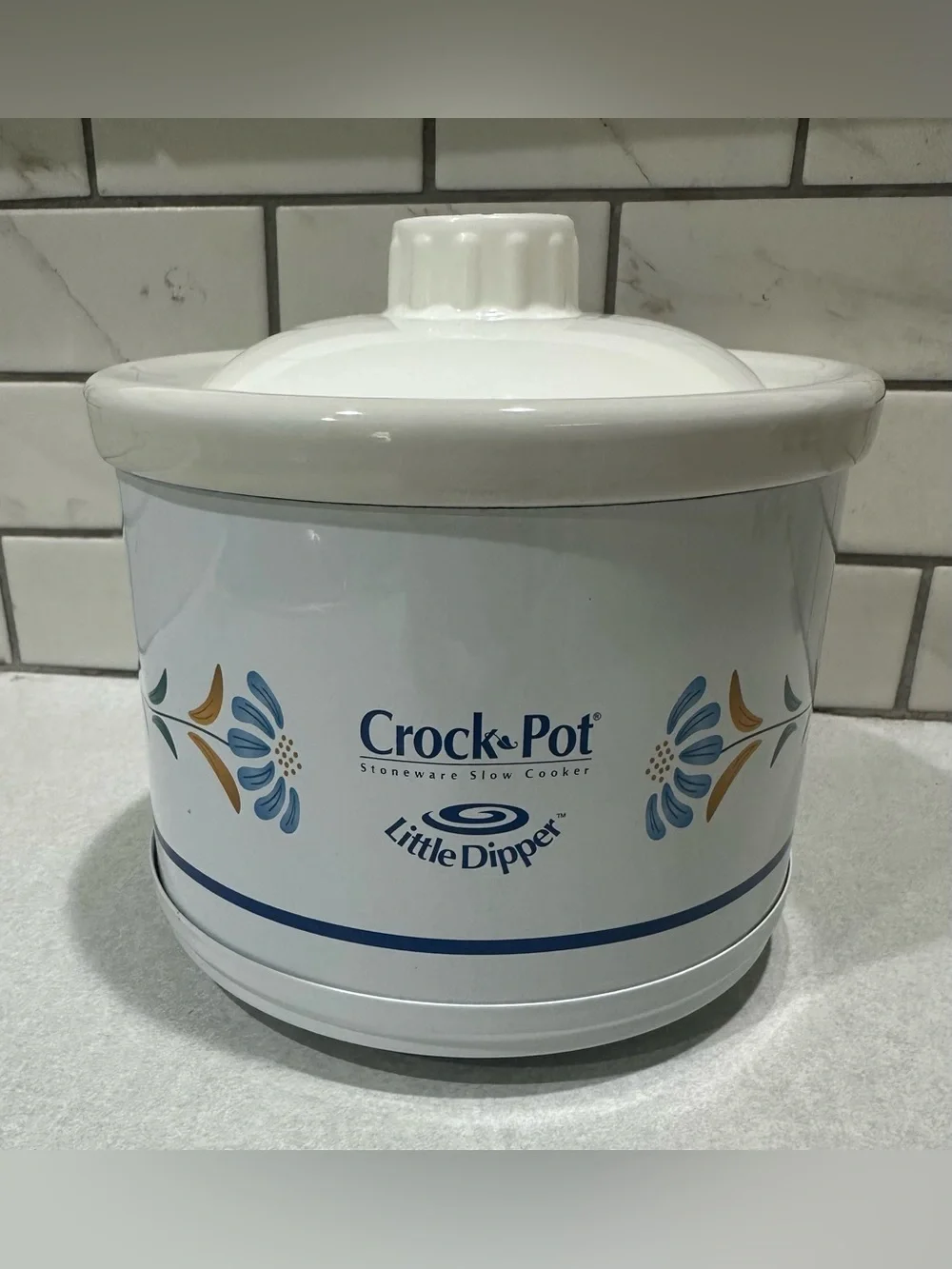 Crock-Pot Little Dipper Mini Slow Cooker 16 Oz White Floral SCR200-B Tested
